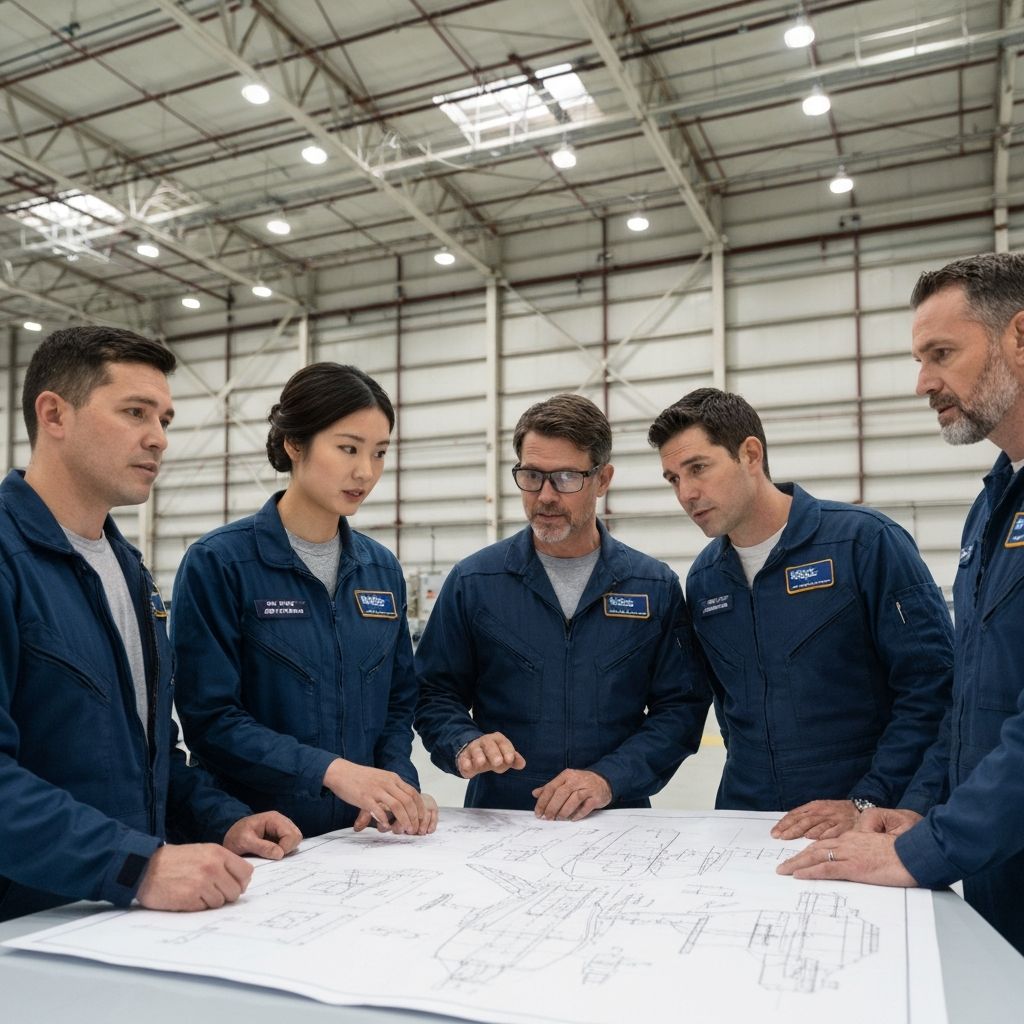 Aviation professionals discussing strategy